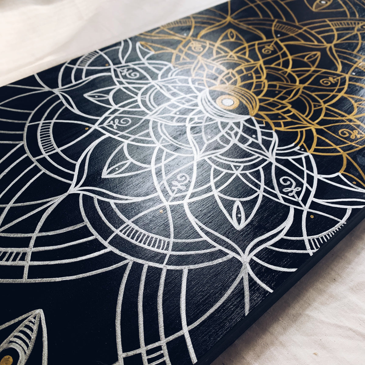 Golden Liquid Chrome Mandala Painting