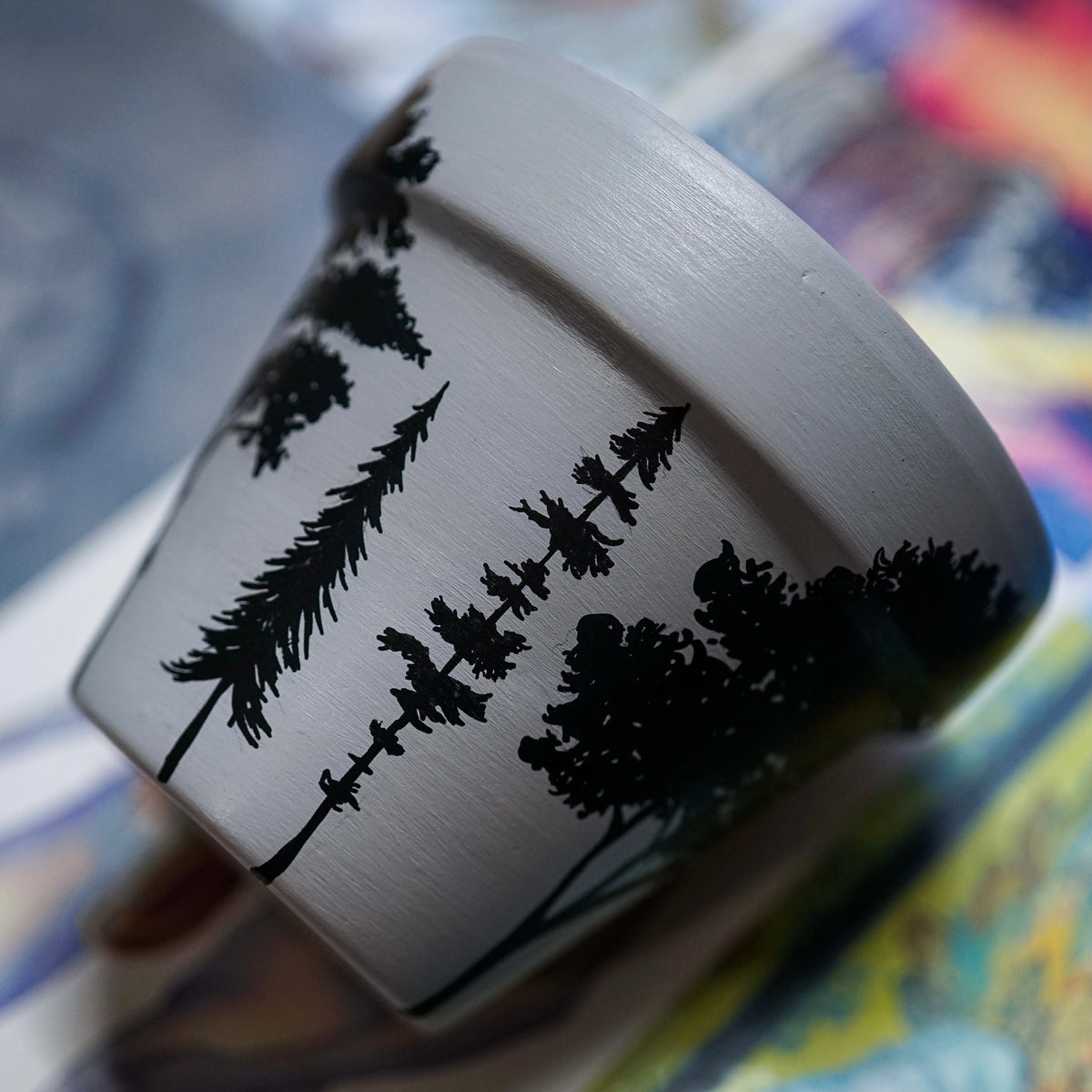 “Among the Trees” Hand Painted Clay Pot