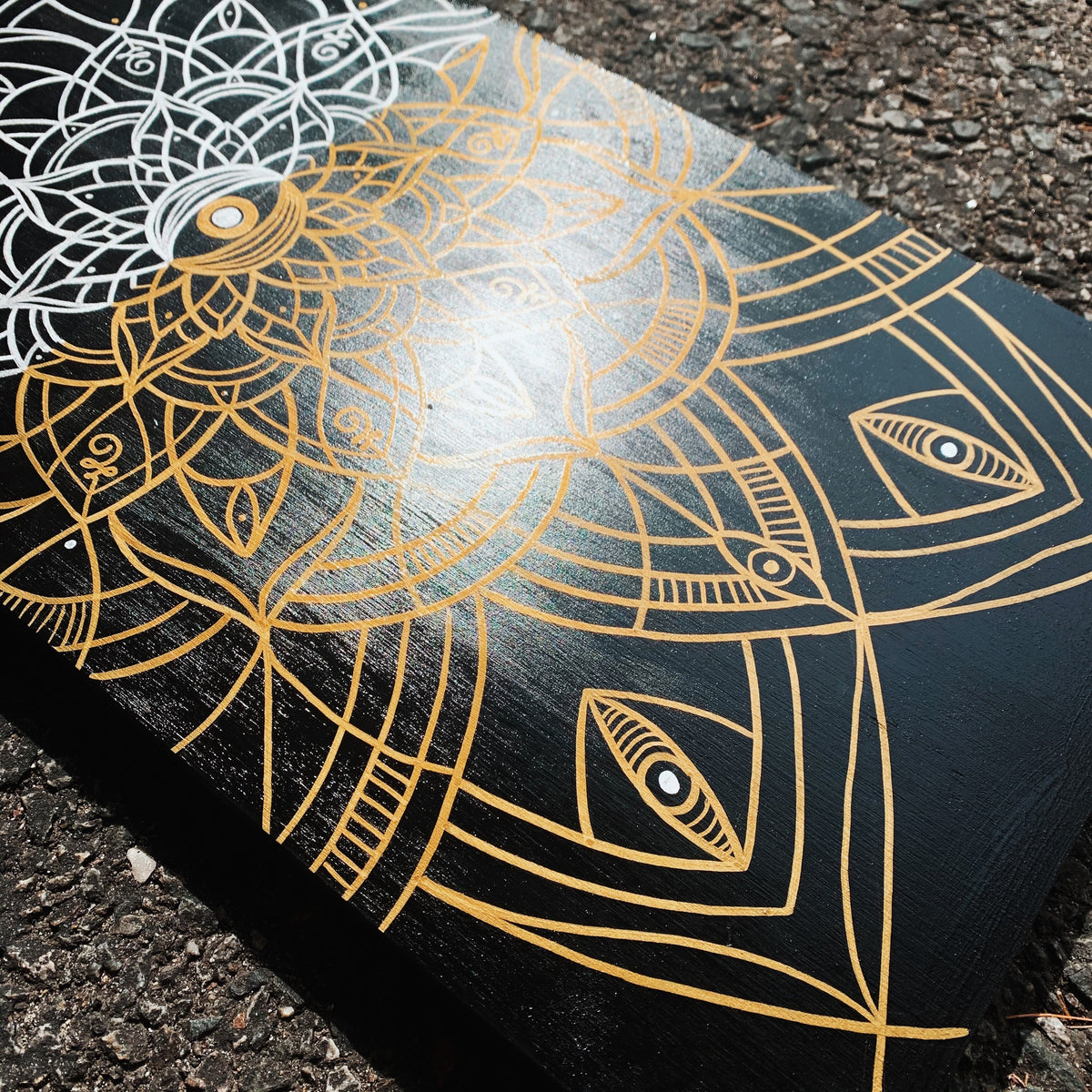 Golden Liquid Chrome Mandala Painting