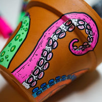 Octopot Hand Painted Clay Pot