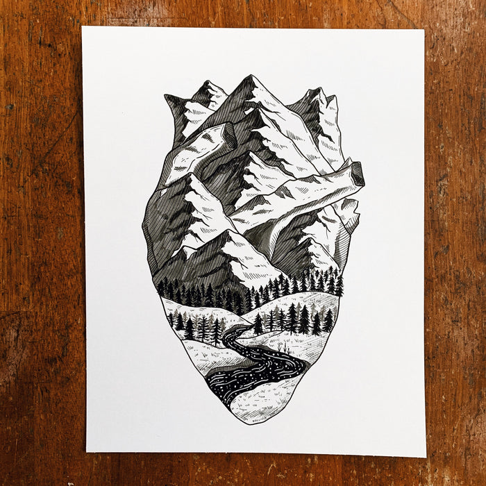 Mountain Heart Original Drawing