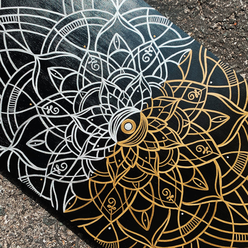 Golden Liquid Chrome Mandala Painting