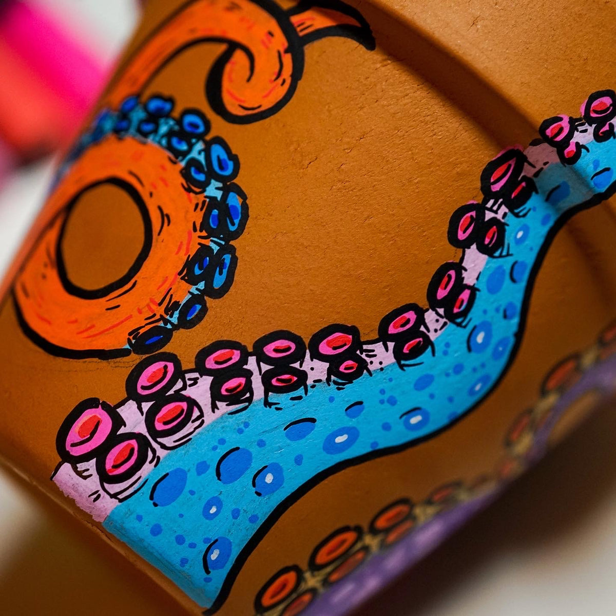 Octopot Hand Painted Clay Pot